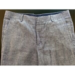 Baird McNutt Linen Pant Mens 38x28* Blue Murano Slim Fit Business Casual Trouser